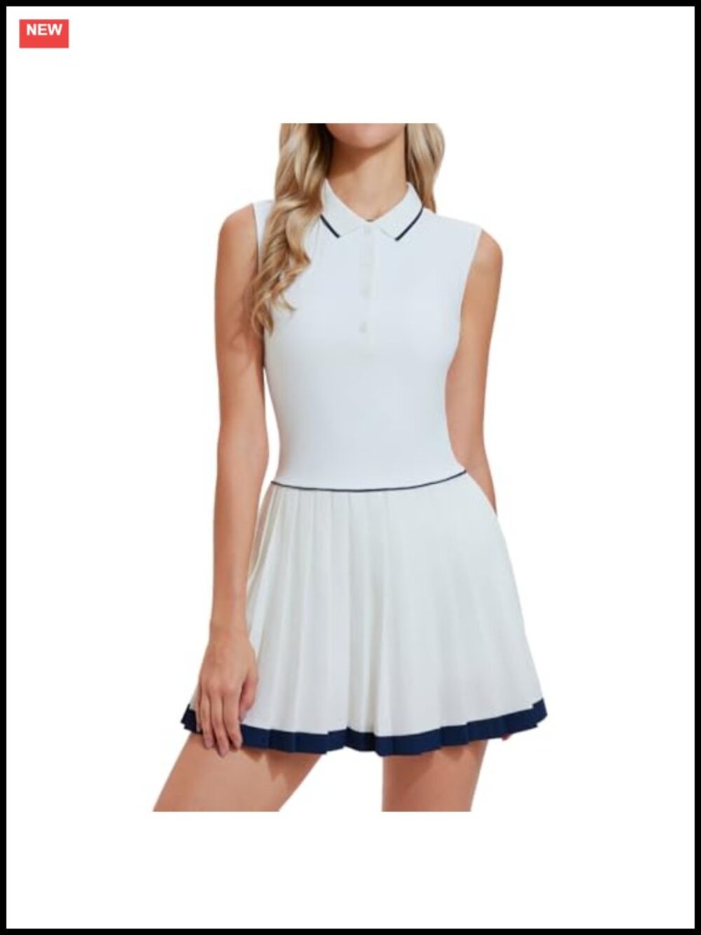 Airfree Women Tennis Dress Button Polo Golf Workout Athletic Pleated